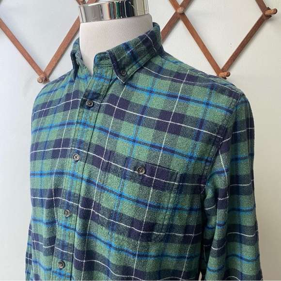 J Crew Wool Flannel Plaid Suede Elbow Patch Oxford Button Up Shirt - Picture 7 of 15